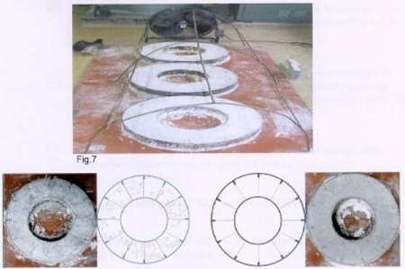 view of a piece of concrete using anti fire crack AFC and micro crack preverter MCP fibers in polypropylene and of one without this fiber