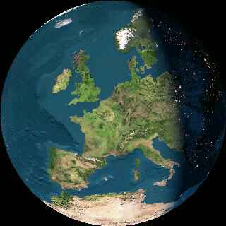 Actual view of Europe at this very moment - please click on picture