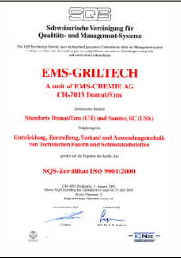 EMS Griltech ISO 9001:2000 certificate