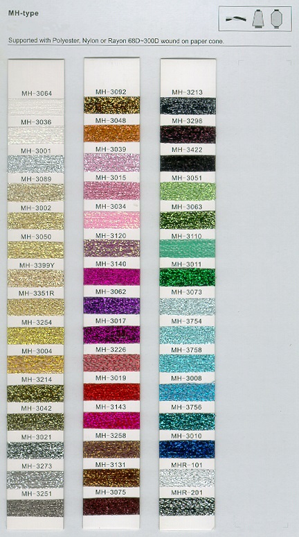 Metallic yarn MH type without self-tangling problems.